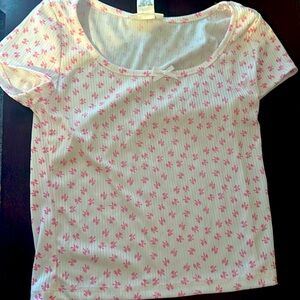 Pink coquette bow cropped tee